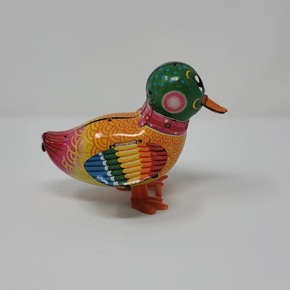 Vintage 1960s Kanto Toys Dilly Duck Wind Up Tin Toy Walking Litho Japan Colorful - Picture 2 of 7